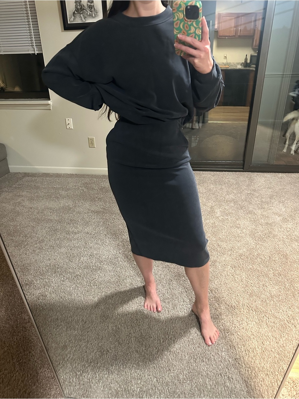 Lululemon Charcoal Two-Piece Sweatshirt & Midi Skirt Set